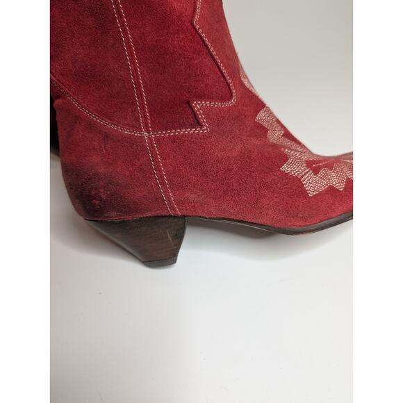Sundance Sixty-Seven Red Suede Couwboy Boots Size EU 37 US 7 - Picture 5 of 8